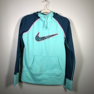 Nike ThermaFit Teal Pink and Navy Hoodie (S)